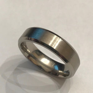 6mm Titanium Wedding Band Flat Matte Brushed Bevel
